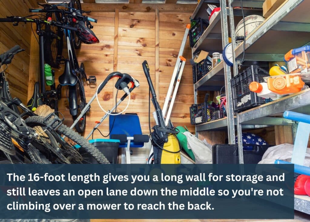16 foot sheds have plenty of storage