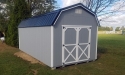 10 x 20 Highwall barn with Cape Cod Gray siding, white trim, and black metal roof in Butler, PA